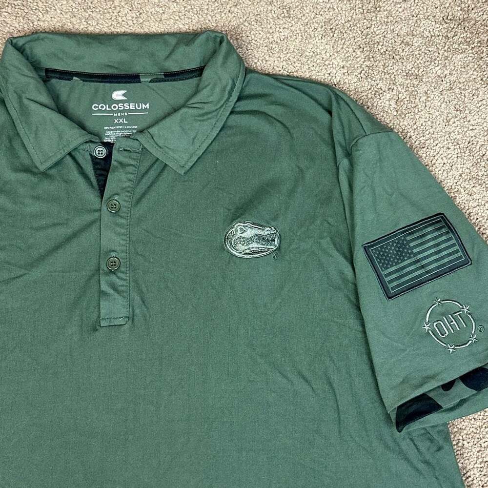 NWOT Men's Colosseum Green OHT Military Appreciation Echo Polo Size XXL 2XL